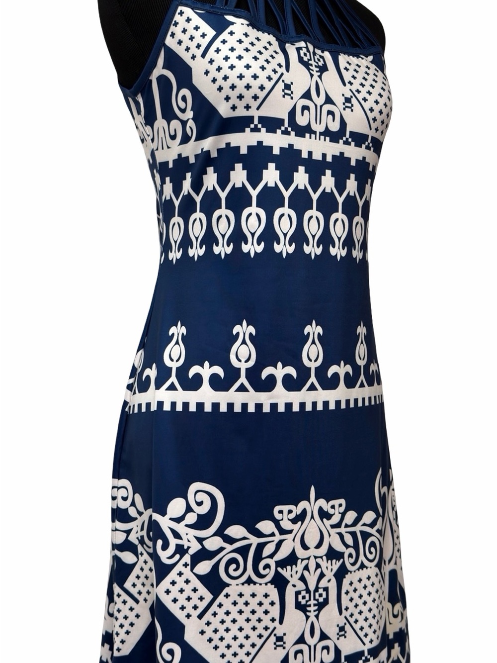 🍀3/$30 Blue and White Printed Mini Dress - Casual Summer Dress - Picture 4 of 7